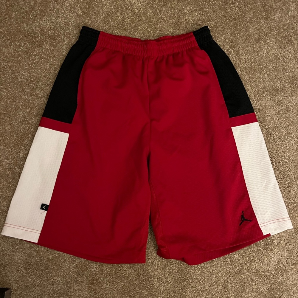 Red, black and white Air Jordan shorts
